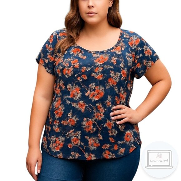 Torrid Womens Floral Chiffon Drape Back Top Sunny Days Multicolor Approx Size 3X - Picture 1 of 13